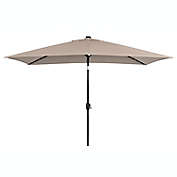 Everhome&trade; 11-Foot Solar LED Rectangular Market Umbrella in Warm Sand