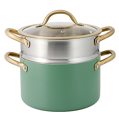 Our Table&trade; Limited Edition Nonstick 5 qt. Aluminum Stock Pot with Steamer in Dark Ivy. View a larger version of this product image.