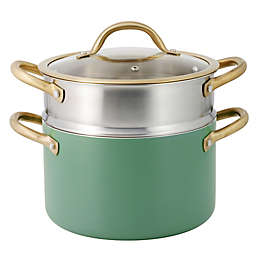 Our Table™ Limited Edition Nonstick 5 qt. Aluminum Stock Pot with Steamer in Dark Ivy