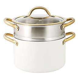 Our Table™ Nonstick 5 qt. Aluminum Stock Pot with Steamer Insert in Ivory