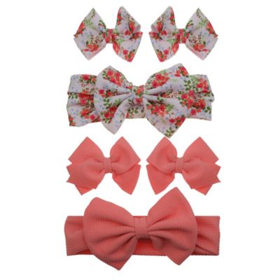 Capelli&reg; New York 6-Piece Size 0-24M Hair Bows and Headbands Set in Coral