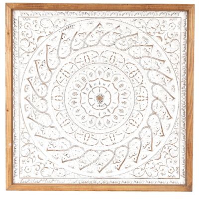 Luxen Home Medallion 32.88-Inch Wood Wall Art in White