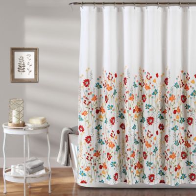 Fl Fabric Shower Curtain Bed Bath, Lush Decor Cocoa Flower Shower Curtain Gray