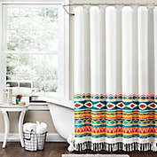 Lush Decor Boho Viviane Geo 72-Inch x 72-Inch Shower Curtain in Turquoise/Orange