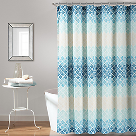 TWO Bed Bath and Beyond Zigami curtains in aqua Chevron 
