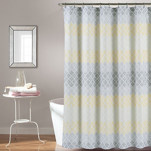 Yellow Shower Curtain Ombre like Beer Glass Print for Bathroom