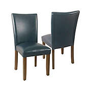 HomePop&trade; Classic Parsons Faux Leather Dining Chairs in Blue (Set of 2)