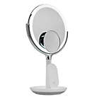 Alternate image 0 for Sharper Image&reg; SpaStudio 8-Inch Round Vanity Mirror with Qi Charging in Silver