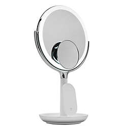 Sharper Image&reg; SpaStudio 8-Inch Round Vanity Mirror with Qi Charging in Silver