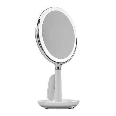 Sharper Image&reg; SpaStudio 8-Inch Round Vanity Mirror with Qi Charging in Silver. View a larger version of this product image.