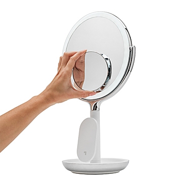 Sharper Image&reg; SpaStudio 8-Inch Round Vanity Mirror with Qi Charging in Silver. View a larger version of this product image.