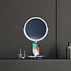 Alternate image 1 for Sharper Image&reg; SpaStudio 8-Inch Round Vanity Mirror with Qi Charging in Silver