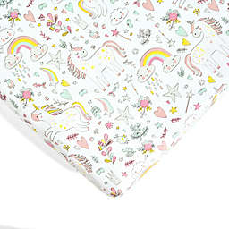 Lush Decor 2-Pack Unicorn Heart Rainbow Star Organic Cotton Fitted Crib Sheets