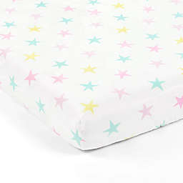 Lush Decor Allover Stars Plush Fitted Crib Sheet in Yellow