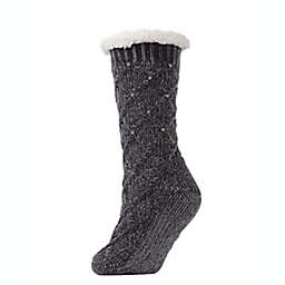MeMoi® Pearl Lattice Plush Lined Slipper Sock