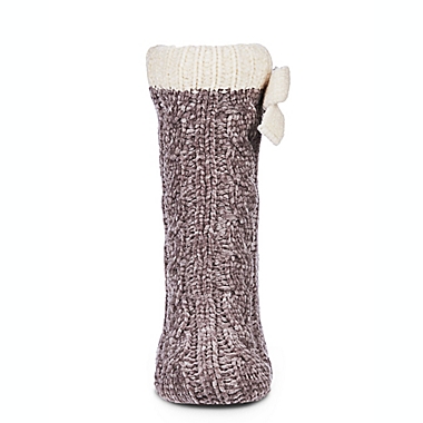 MeMoi&reg; Cozy Ballerina Plush Lined Slipper Shortie Socks in Grey Heather. View a larger version of this product image.