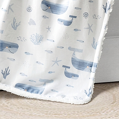 Lush Decor Seaside Sherpa Toddler Blanket in Blue. View a larger version of this product image.