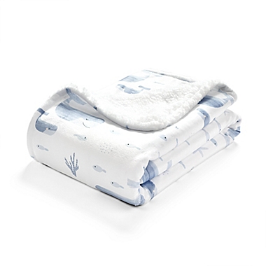 Lush Decor Seaside Sherpa Toddler Blanket in Blue. View a larger version of this product image.