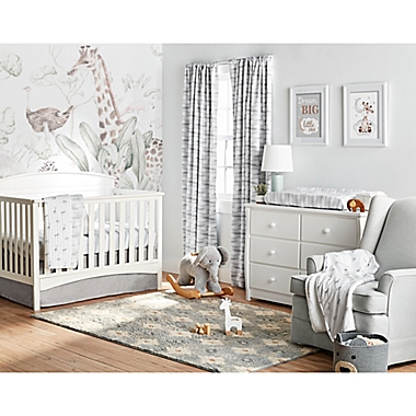 Lush Decor Printed Linen Textured Solid Crib Skirt in Grey. View a larger version of this product image.