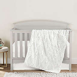 Lush Décor Avon Embellished 3-Piece Crib Bedding Set in White