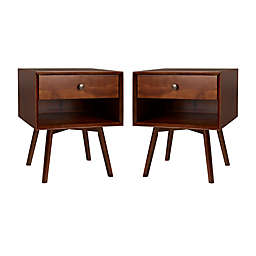 Forest Gate™ 1-Drawer Solid Wood Nightstands in Walnut (Set of 2)