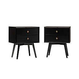 Forest Gate™ 2-Drawer Solid Wood Nightstands in Black (Set of 2)