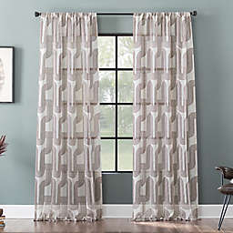 Archaeo® Art Deco Curves Linen Blend 84-Inch Window Curtain Panel in Pecan Brown (Single)