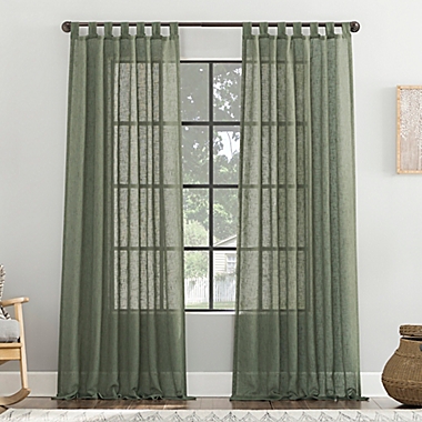 Archaeo&reg; Burlap Weave 84-Inch Tab Top Window Curtain Panel in Moss Green (Single). View a larger version of this product image.