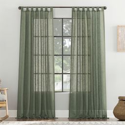Archaeo® Burlap Weave 63-Inch Tab Top Window Curtain Panel in Moss Green (Single)