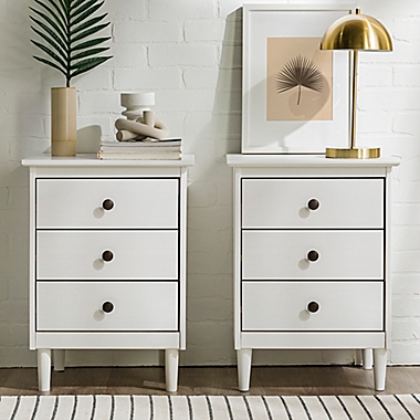 Forest Gate&trade; 3-Drawer Solid Wood Nightstands in White (Set of 2). View a larger version of this product image.