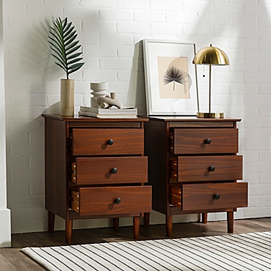 Forest Gate&trade; 3-Drawer Solid Wood Nightstands in Walnut (Set of 2). View a larger version of this product image.