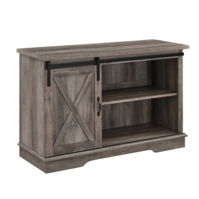 Forest Gate&trade; Farmhouse Sliding Barn Door TV Stand in Grey Wash