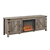 Forest Gate&trade; Farmhouse Barn Door Electric Fireplace TV Stand in Grey Wash