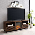 Alternate image 1 for Forest Gate&trade; Pull-Down Slat-Door Electric Fireplace TV Stand in Dark Walnut