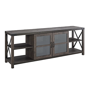 Forest Gate Wheatland 70-Inch Modern Farmhouse 2-Door &amp; Open Shelving TV Stand in Sable. View a larger version of this product image.