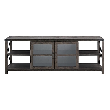 Forest Gate Wheatland 70-Inch Modern Farmhouse 2-Door &amp; Open Shelving TV Stand in Sable. View a larger version of this product image.