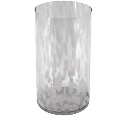 Everhome&trade; 12-Inch Spotted Glass Hurricane Candle Holder in White. View a larger version of this product image.
