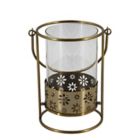 Alternate image 0 for Wild Sage&trade; 8.75-Inch Floral Cut-Out Iron and Glass Hurricane Lantern