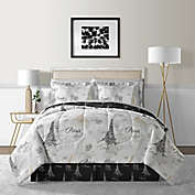 Paris Sketch 8-Piece King Comforter Set in White