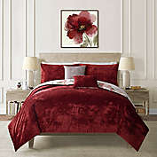 Magnolia Velvet 5-Piece Reversible King/California King Comforter Set in Burgundy