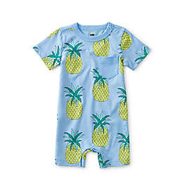 Tea Collection Size 0-3M Pineapple Pocket Shortie Baby Romper in Blue