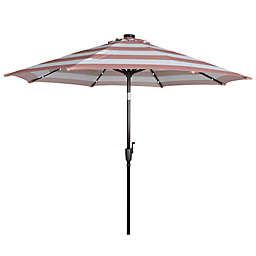 Everhome™ 9-Foot Solar LED Market Umbrella in Brown Cabana Stripe