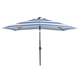 Everhome™ 7-Foot 10-Inch Solar LED Rectangular Umbrella in Faded Denim Stripe