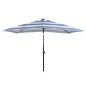 Everhome&trade; 7-Foot 10-Inch Solar LED Rectangular Umbrella in Faded Denim Stripe