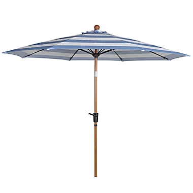 Everhome&trade; 9-Foot Round Tilt Market Umbrella in Faded Denim Cabana Stripe. View a larger version of this product image.