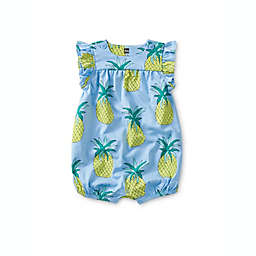 Tea Collection Size 0-3M Pineapple Flutter Sleeve Romper in Blue