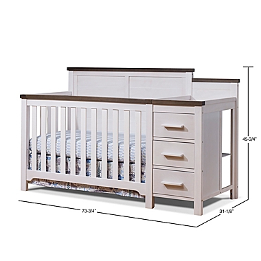 Sorelle Farmhouse Convertible Crib and Changer in Chocolate/White. View a larger version of this product image.