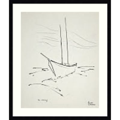 Crossing the Gulf (Boat) 23.12-Inch x 27.12-Inch Framed Wall Art in Black