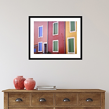 French colorful buildings 27.12-Inch x 22.12-Inch Framed Wall Art in Black. View a larger version of this product image.