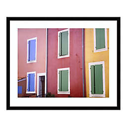 French colorful buildings 27.12-Inch x 22.12-Inch Framed Wall Art in Black